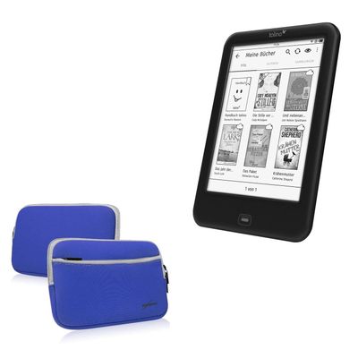 BoxWave Case Compatible with Tolino Shine2 300ppi e-Book - SoftSuit with Pocket, Soft Pouch Neoprene Cover Sleeve Zipper Pocket - Super Blue