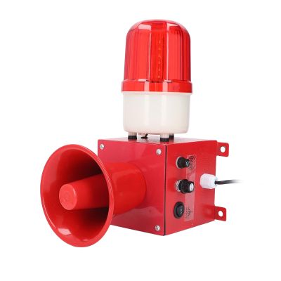 Industrial Siren Alarm, 30W 115db Sound Light Alarm Horn 3 Volume Adjustment Wall Mounting LED Strobe Warning Light Outdoor Alarm Horn for Construction Sites, Ports (US)