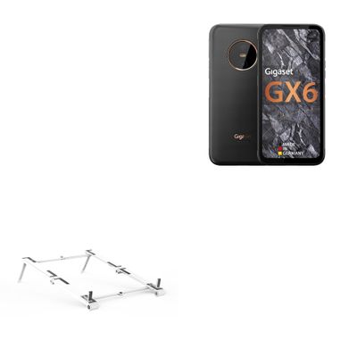 BoxWave Stand and Mount Compatible with Gigaset GX6 - Pocket Aluminum Stand 3-in-1, Portable Multi Angle Viewing Riser - Metallic Silver