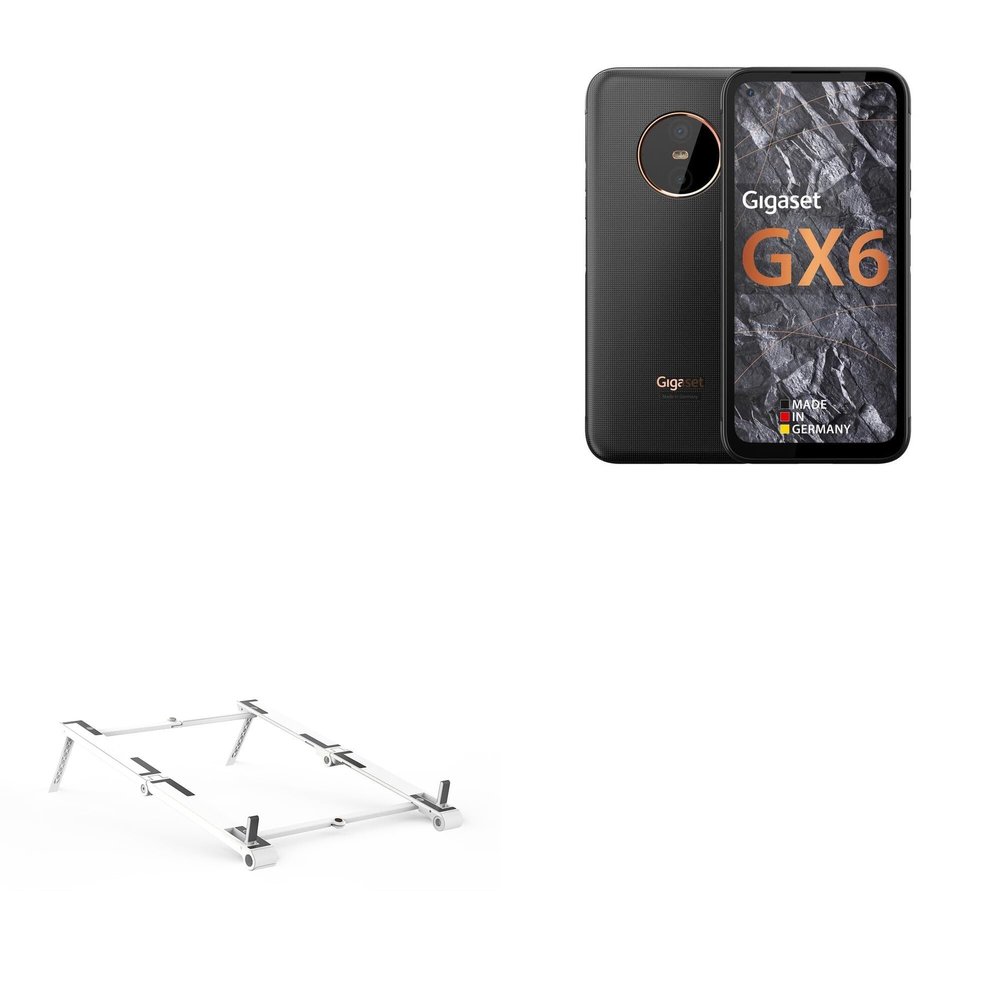 BoxWave Stand and Mount Compatible with Gigaset GX6 - Pocket Aluminum Stand 3-in-1, Portable Multi Angle Viewing Riser - Metallic Silver