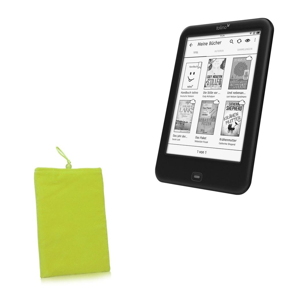 BoxWave Case Compatible with Tolino Shine2 300ppi e-Book - Velvet Pouch, Soft Velour Fabric Bag Sleeve with Drawstring - Olive Green