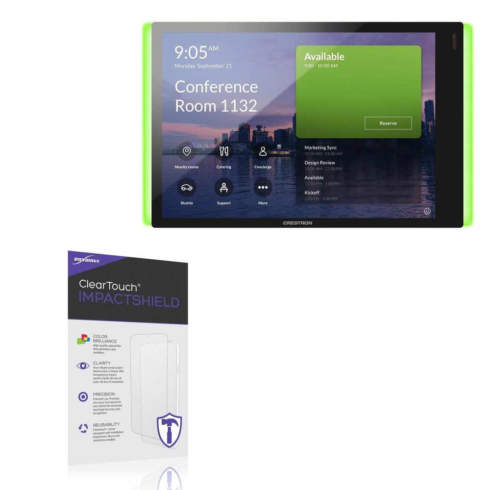 BoxWave Screen Protector Compatible with Crestron Room Scheduling Touchscreen (7 in) - ClearTouch ImpactShield (2-Pack), Impenetrable Screen Protector Flexible Film