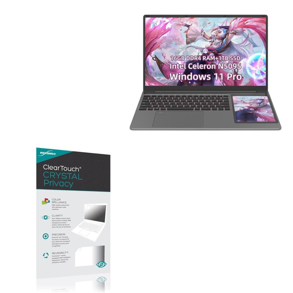 BoxWave Screen Protector Compatible with RATEYUSO Windows 11 Pro + Touchscreen Laptop (15.6 in) - ClearTouch Crystal Privacy (2-Pack), Privacy Screen Protector Flexible Film Clear