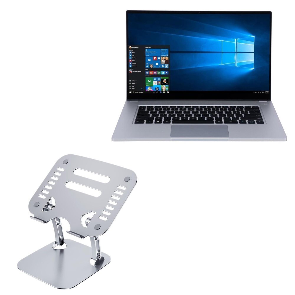 BoxWave Stand and Mount Compatible with Helix WorkPlex1150N Premium (15.6 in) - Executive VersaView Laptop Stand, Ergonomic Adjustable Viewing Angle Metallic Riser - Metallic Silver