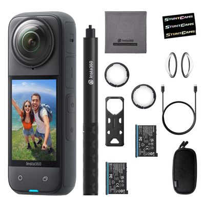 Insta360 X4 - Waterproof 8K 360 Action Camera, 4K Wide-Angle Video, Extra Battery, Extendable Selfie Stick, Premium Glass Lens Guards AI Editing, Sports, Travel, Outdoor