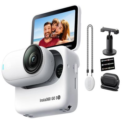 Insta360 GO 3S White (128GB) 4K Video Small & Lightweight Action Camera, Portable and Versatile, Hands-Free POV, Mount Anywhere, Stabilization, Multifunctional Action Pod, Waterproof