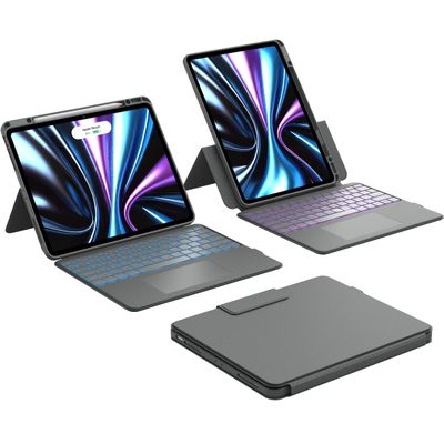 CHESONA Rugged for iPad Air 13 Inch (M3/M2, 2025/2024), iPad Pro 12.9 Case with Keyboard, Magnetic Detachable Case & 7-Color Backlit, Smart Trackpad, 15-180 Adjustable, Portrait/Landscape, Gray