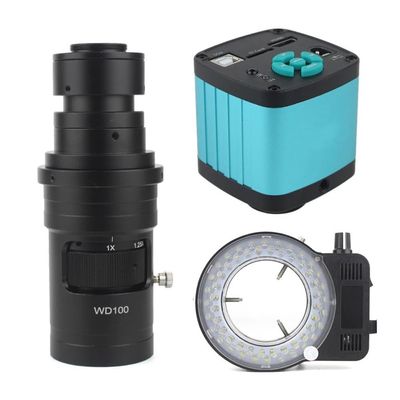 ZTBH Microscope Accessories Kit 48MP 4K 1080P HDMI USB Industrial Video Microscope Camera 200X Zoom C Mount Lens Suitable for Phone Repair Soldering Tools Microscope Slides(Color:B Without Stand)