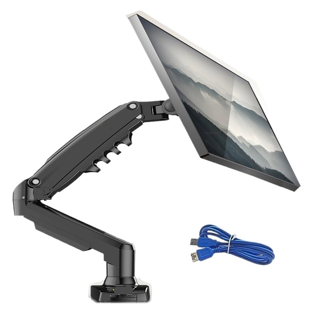 AVXANKTG F80 Gas Spring 17-30 inch Desktop LED LCD Monitor mounting Bracket arm Ergonomic Gas Spring Flexible Installation Load 2~9 kg(Color:Black with 1xUSB3.0)