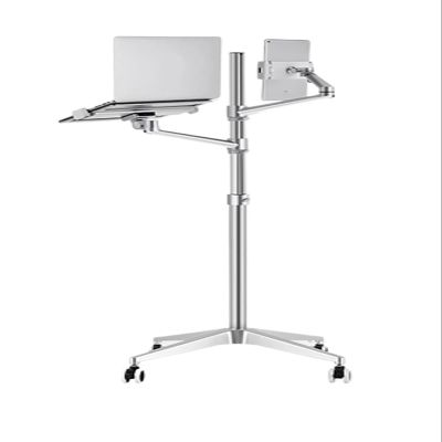JFUDJKLI UP-9L Multifunctional 3-in-1 Laptop Floor Stand, Suitable for All 12-17 inch Height Adjustable Mobile Laptop Tables(Color:Silver)
