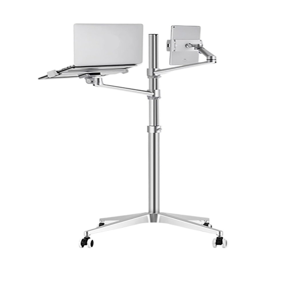 JFUDJKLI UP-9L Multifunctional 3-in-1 Laptop Floor Stand, Suitable for All 12-17 inch Height Adjustable Mobile Laptop Tables(Color:Silver)