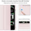CASZONE Case for iPad Pro 13 inch 2024 M4(7th Generation) with Pencil Holder & Support Pencil Charging,Slim TPU Trifold Stand Smart Magnetic Tablet Cover with Auto Sleep/Wake,Pink view 3