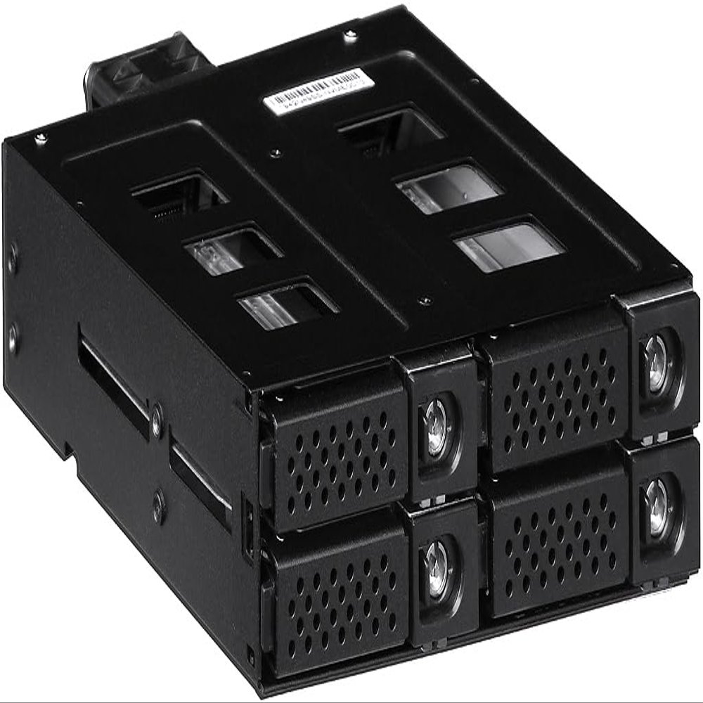 PLINKUSA RACKBUY Aluminum(1 x 5.25 Open Space to 4 x 2.5 SAS / SATA 12Gbps HD)(Tra Hot-Swap Cage)(BackpLane) RW-1425, Black