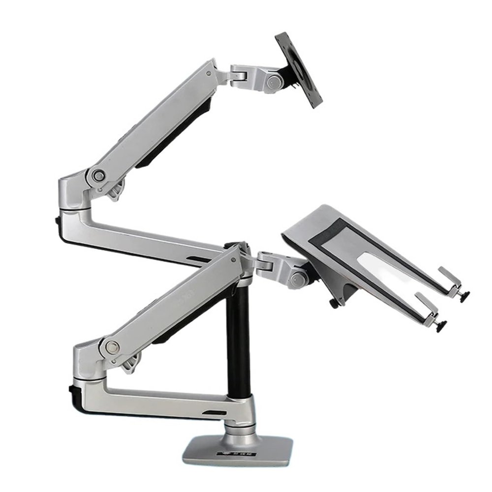 AVXANKTG Desktop Full-Motion 17-32-inch Monitor Stand + 10-17-inch Laptop Stand with Mechanical Spring arms and a Maximum Load-Bearing Capacity of 10 kg(Color:Black 45cm Pole)