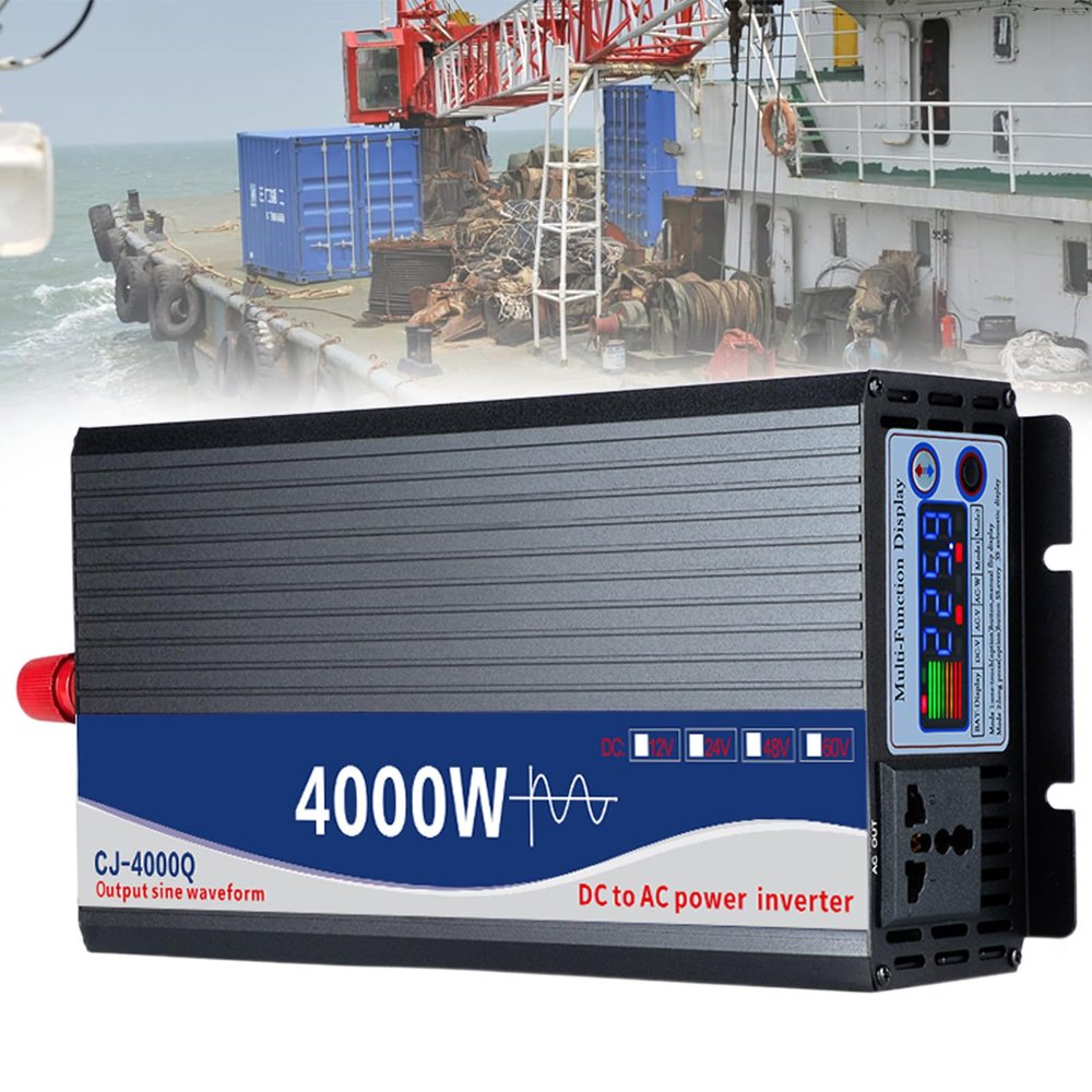 4000 W Power Inverter Pure Sine Wave Inverter DC 12V/24V/48V to AC 110V/220V Converter with Port Cooling Fans,for RV, Truck,Solar Equipment and Home Use,DC12VtoAC220V