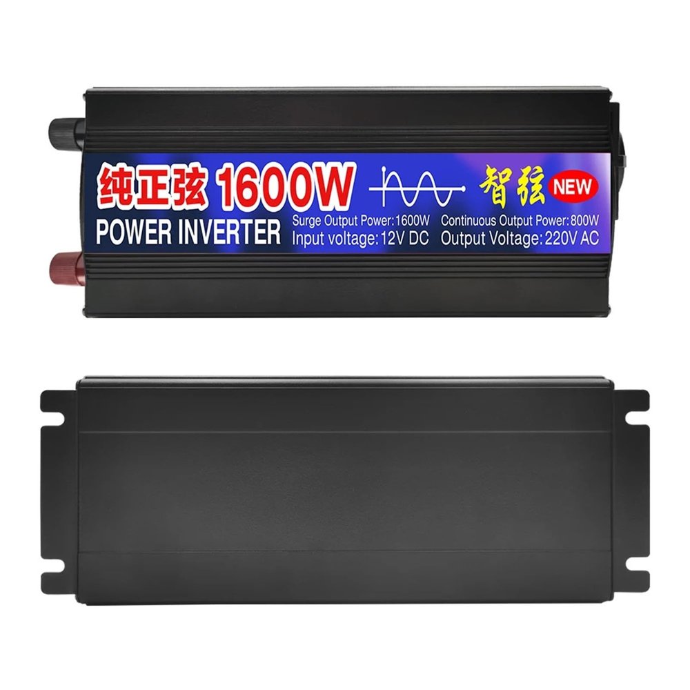 JZRYQJGJ Pure Sine Wave Inverter 2000W 1000W 1600W 12V 24V 48V AC 220V 50Hz 60Hz Power Inverter Home Car Converter Solar Energy(Color:1600W,Size:12V_220-240V)