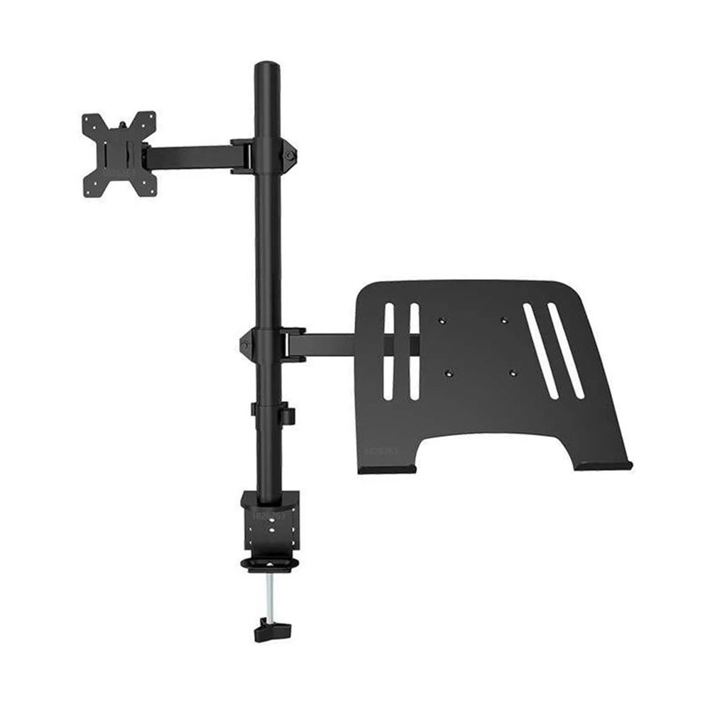 AVXANKTG Dual LCD Monitor Desktop Mount Fully Adjustable Stand with Extra Laptop Tray for laptops up to 17" and Screens up to 32" M076(Color:M076)