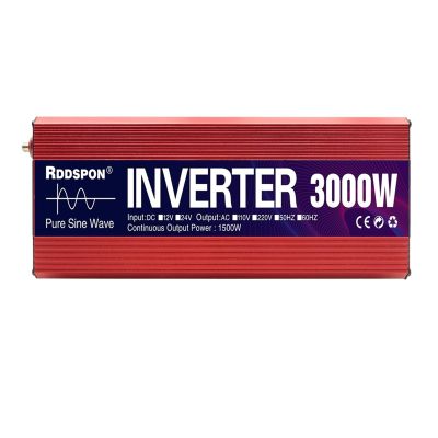 JZRYQJGJ Pure Sine Wave Inverter DC 12V 24V AC 110V 220V 1000W 1600W 2200W 3000W Power Inverter Home Car Converter Solar Energy(Color:3000W,Size:12V_110-120V_Universal)