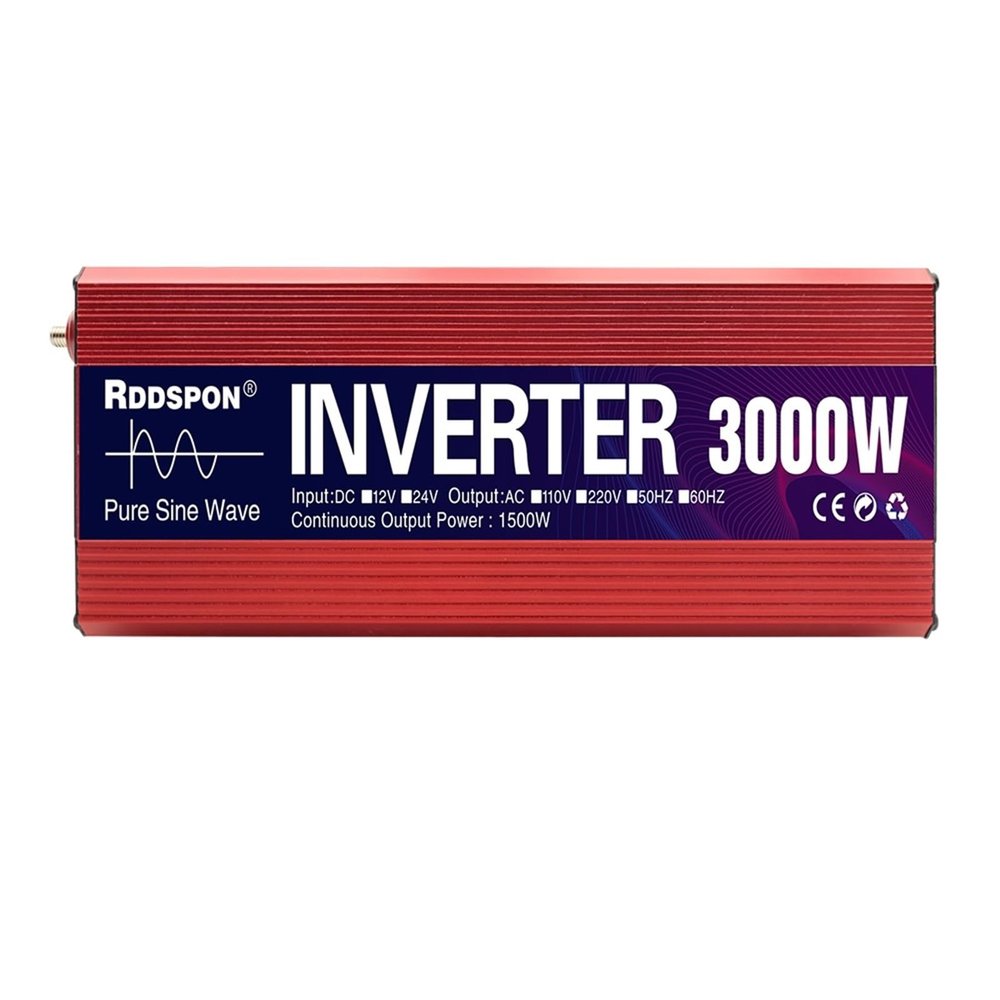 JZRYQJGJ Pure Sine Wave Inverter DC 12V 24V AC 110V 220V 1000W 1600W 2200W 3000W Power Inverter Home Car Converter Solar Energy(Color:3000W,Size:12V_110-120V_Universal)