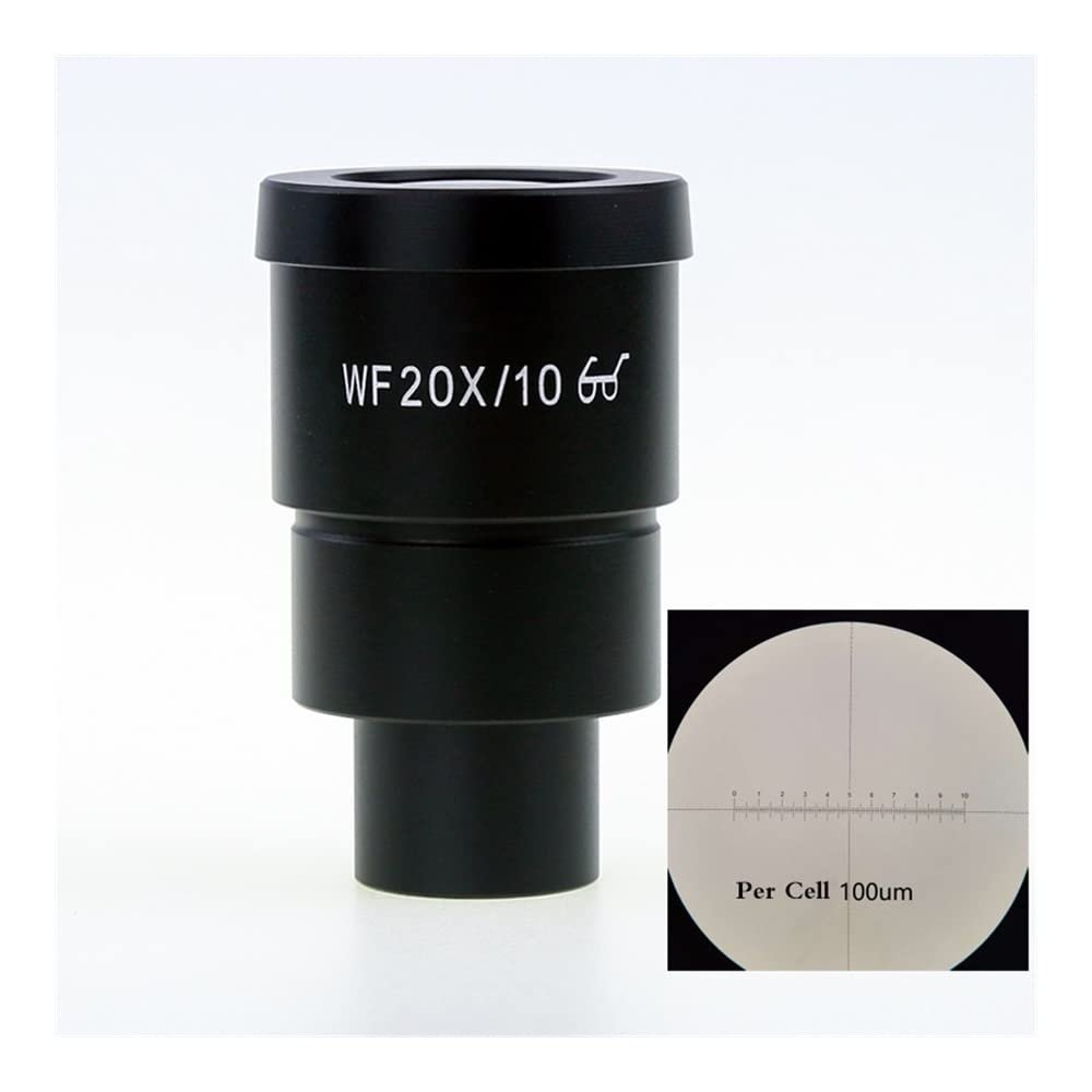 JOEBO Microscope Kit 1PCS WF10X WF15X WF20X WF25X WF30X Wide Field Eyepiece for Binocular Trinocular Stereo Microscope, 30MM Installation Interface Microscope Lens Adapters(Color:20X-10MM Reticle)