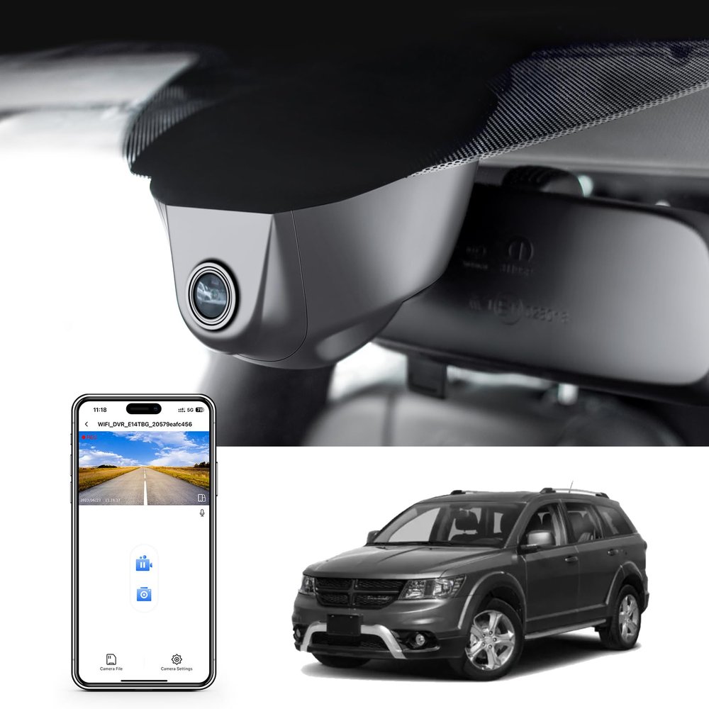 4K Dash Cam Custom Fit for Dodge Journey 2018 2019 2020,Crossroad GT SE SE Value Edition SXT Accessories,Integrated OEM Look,UHD 2160P Video,App & WiFi,Loop Recording, 64GB Card