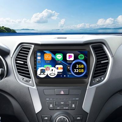 [2+32G] Android 13 Car Stereo for Hyundai Santa Fe IX45 2013-2018 with Wireless Carplay&Android Auto,9 Inch Car Radio with Mirror Link Bluetooth FM/RDS WiFi GPS Navigation SWC+AHD Backup Camera