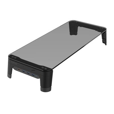 CUFTOBJM Desktop Laptop Monitor Stand Space Bar Anti-Slip Desk Lift with 4-Port USB Hub Data Transfer and Fast Charger 600L(Color:AU Plug-USB3.0-Black)
