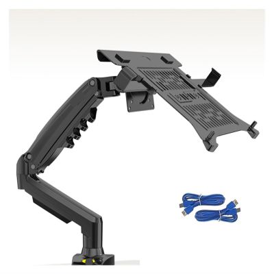 AVXANKTG 2-in-1 F80 + FP-2 for 17-30 inch Monitor + 10-17 inch Laptop Desktop Stand Laptop mounting Bracket Laptop clamp(Color:Black with 2xUSB3.0)