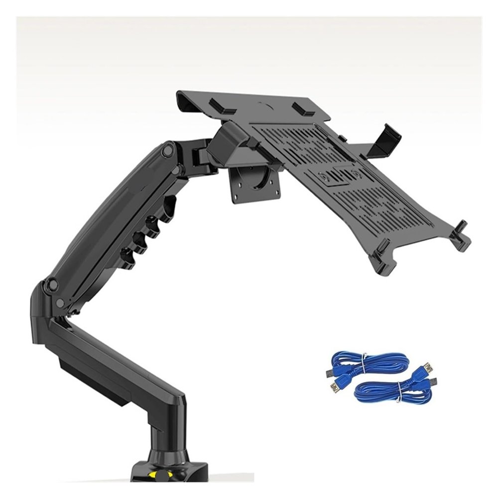 AVXANKTG 2-in-1 F80 + FP-2 for 17-30 inch Monitor + 10-17 inch Laptop Desktop Stand Laptop mounting Bracket Laptop clamp(Color:Black with 2xUSB3.0)