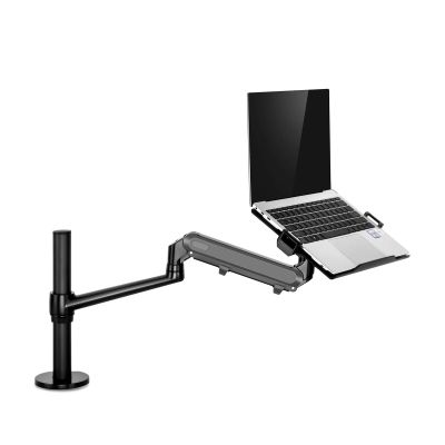 JFUDJKLI OL-1S PRO Dual-Purpose Aluminum 12-17 inch Laptop Stand with Gas Spring arm + VESA Monitor mounting Head 75/100 mm Load 8 kg(Color:Black)