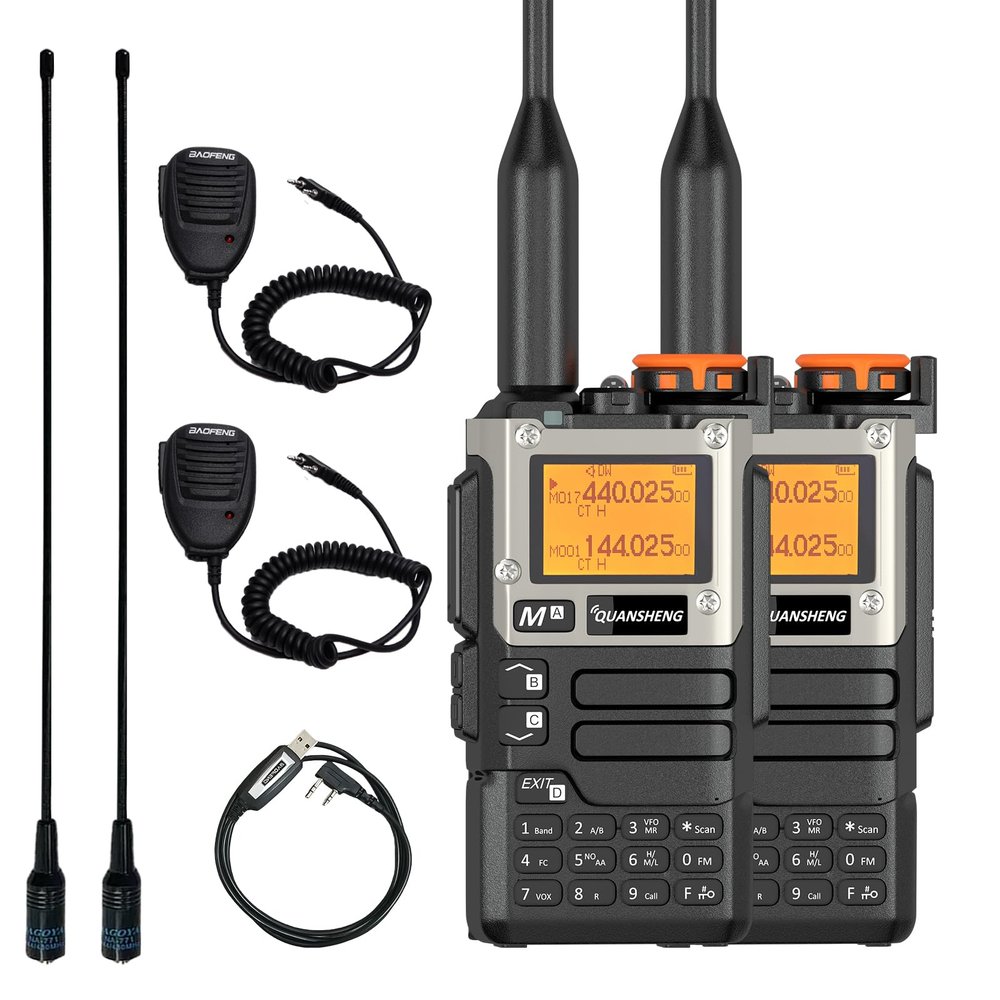 2 Pack QUANSHENG UV-K5 8 Radio DTMF Walkie Talkie with NOAA Weather Forecast Type-c Charging Dual Band UV-K6 Upgede Version UV-K5 Two Way Radio with Speaker Mic Kit