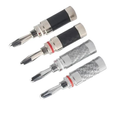 Banana Plug Connector Electronics Bananas Conector Audio Jack Rhodium Plated Carbon Fiber Screw Press Speaker Terminal(Size:4pcs,Color:Black)