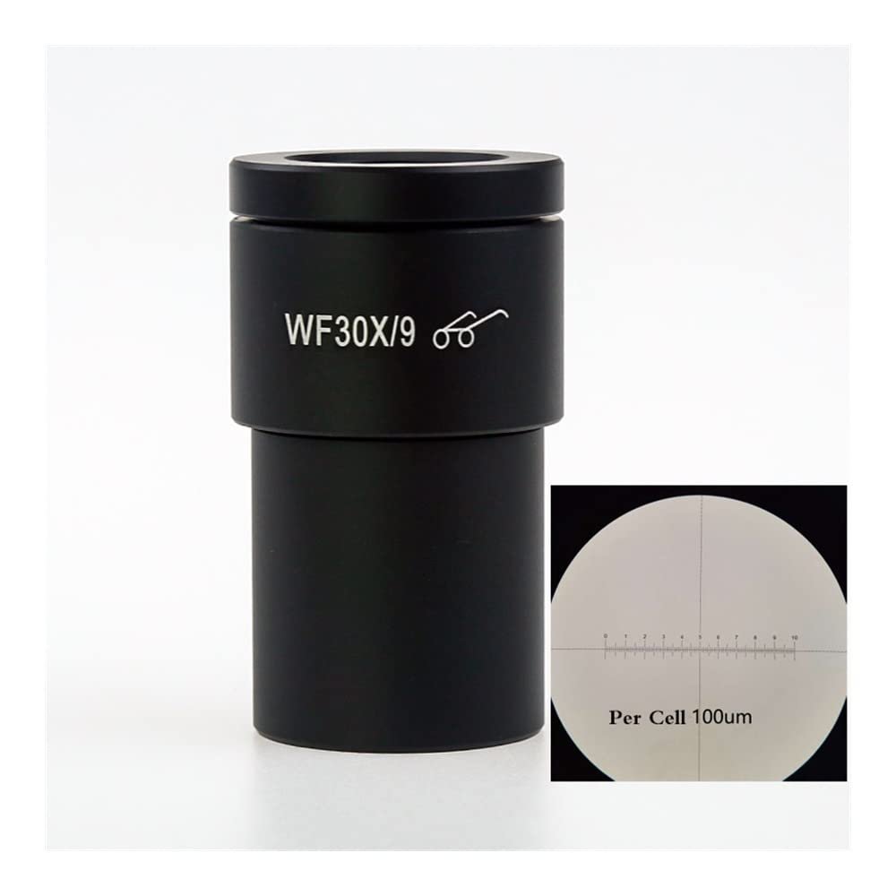 Joebo Microscope Kit 1PCS WF10X WF15X WF20X WF25X WF30X Wide Field Eyepiece for Binocular Trinocular Stereo Microscope, 30MM Installation Interface Microscope Lens Adapters(Color:30X-9MM Reticle)