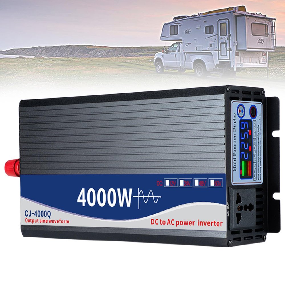 Pure Sine Wave Power Inverters 4000W 12V/24V/48V DC to AC 110V/220V with AC Outlets,Display,Terminal Blocks,for Truck RV Car Solar Equipment,DC12VtoAC110V