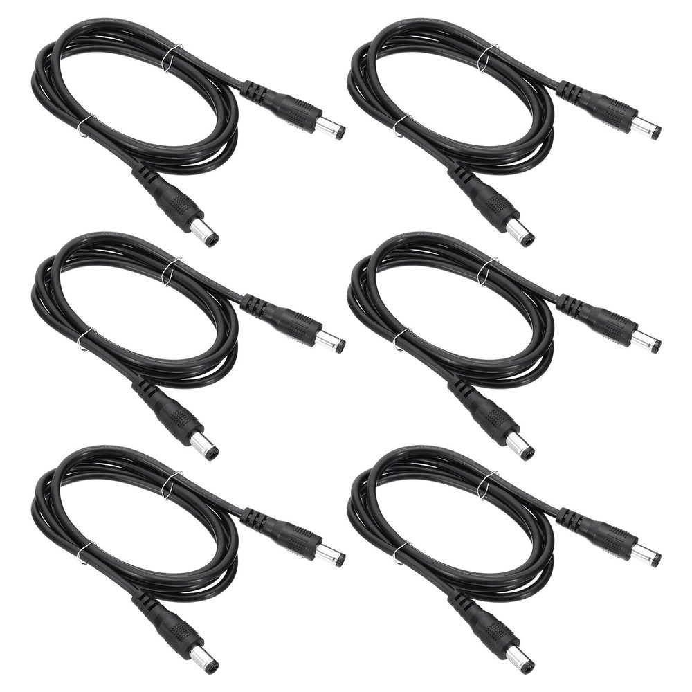 PATIKIL 3Ft Male to Male 5.5x2.5mm DC Power Extension Cable, 6 Pcs 24AWG Wire Adapter Connector Charging Cord for LED Strip DVR Router Camera, Black