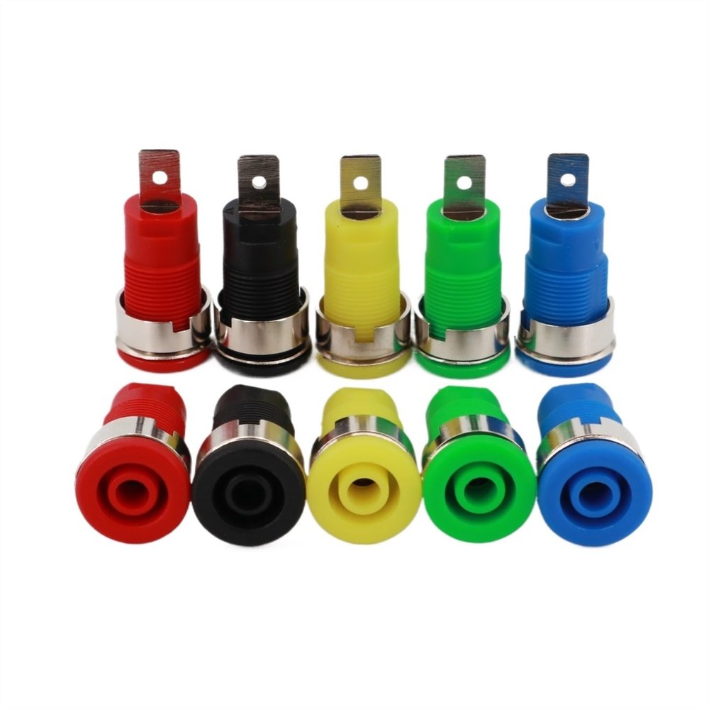 10Pcs Insulated 4mm Banana Female Jack Panel Mount Socket Binding Post Connector(Color:Black)