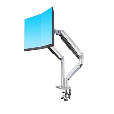 WPTGODGB F195A Aluminum 22-32 inch Dual LCD LED Monitor mounting Gas Spring arm Full Motion Monitor Stand Supports Load 3-12 kg Each(Color:Silver)