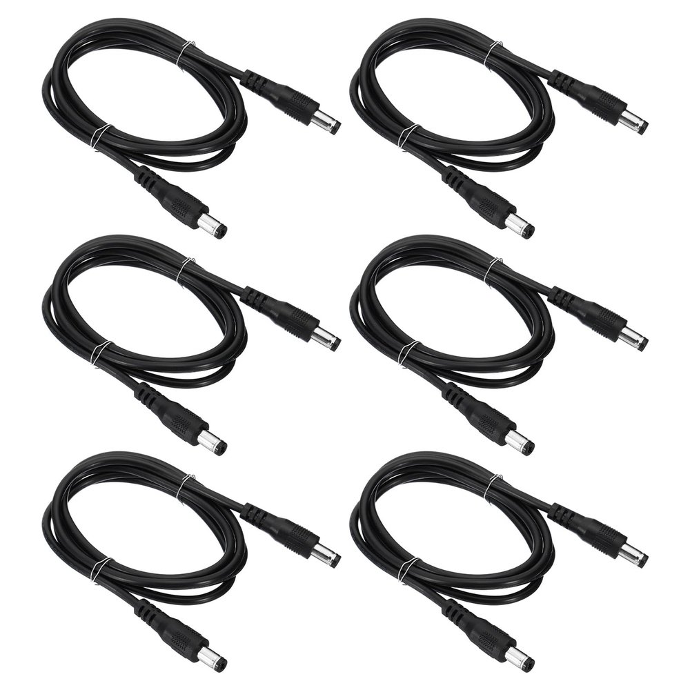 PATIKIL 3Ft Male to Male 5.5x2.1mm DC Power Extension Cable, 6 Pcs 24AWG Wire Adapter Connector Charging Cord for LED Strip DVR Router Camera, Black
