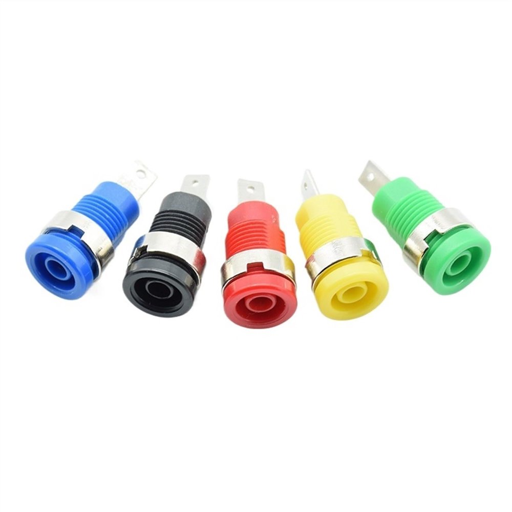WUZDPRCJ 5pcs 4MM Binding Post Banana Socket Panel Mount Test Probe Connector 12 mm mounting Holes red Black Green Blue Yellow(Color:5 Blue)