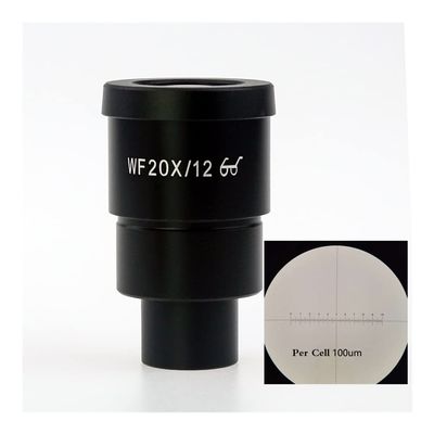 JOEBO Microscope Kit 1PCS WF10X WF15X WF20X WF25X WF30X Wide Field Eyepiece for Binocular Trinocular Stereo Microscope, 30MM Installation Interface Microscope Lens Adapters(Color:20X-12MM Reticle)