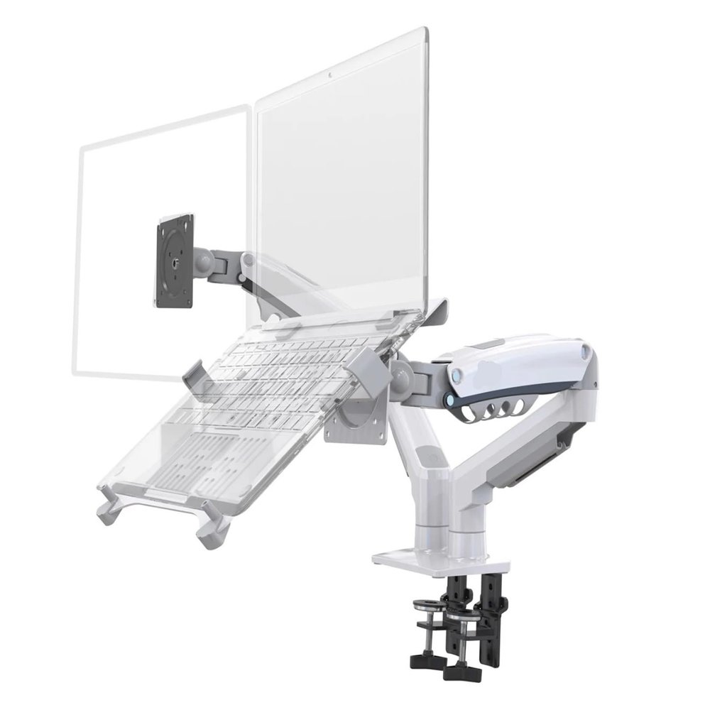 AVXANKTG Desktop F160 + FP-2 Gas Spring arms for 17"-27" Monitor Stand + 10"-17" Laptop Stand air Pressure mounting Bracket Load 2-9kg(Color:2025 Ver White)