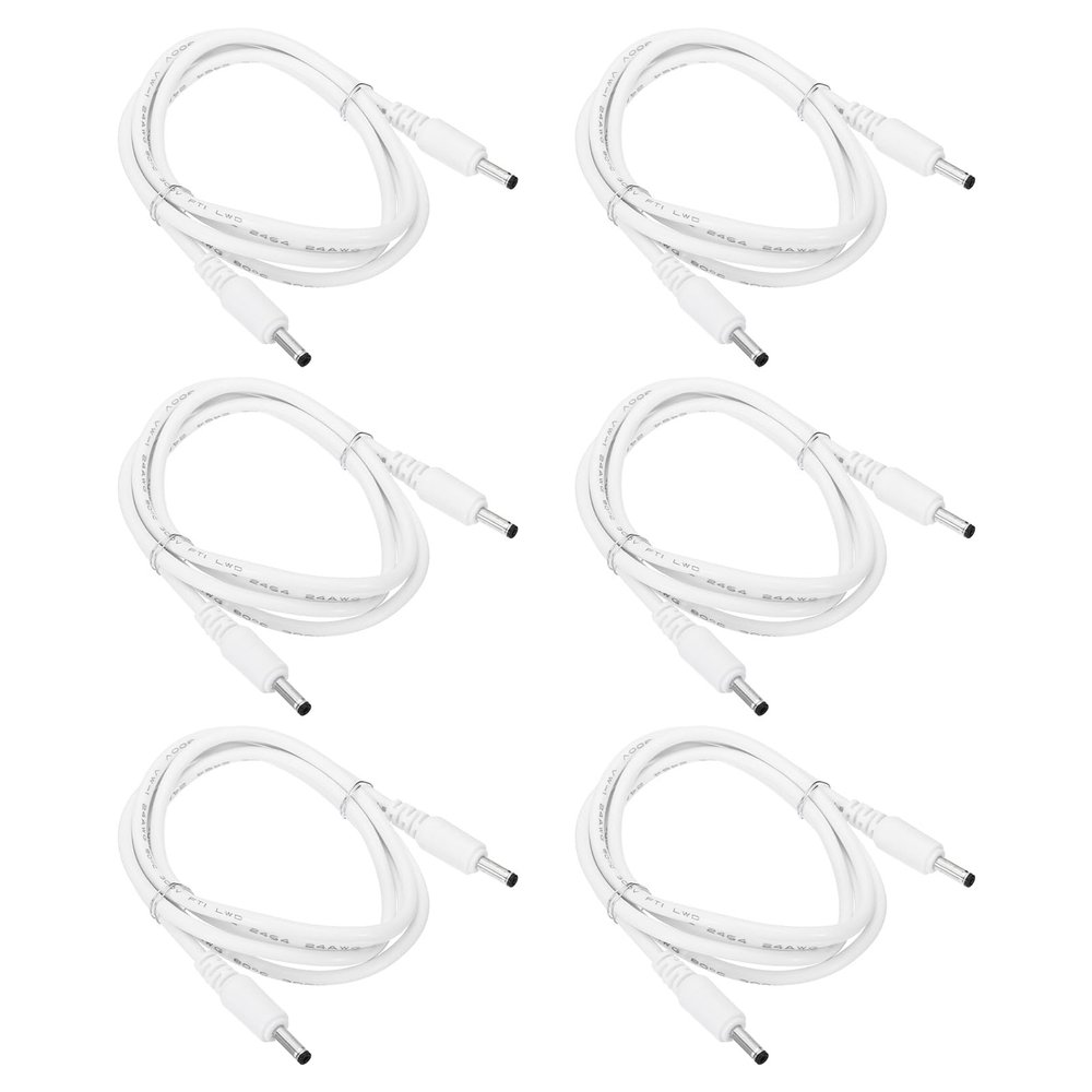 PATIKIL 3Ft Male to Male 3.5x1.35mm DC Power Extension Cable, 6 Pcs 24AWG Wire Adapter Connector Charging Cord for LED Strip DVR Router Camera, White