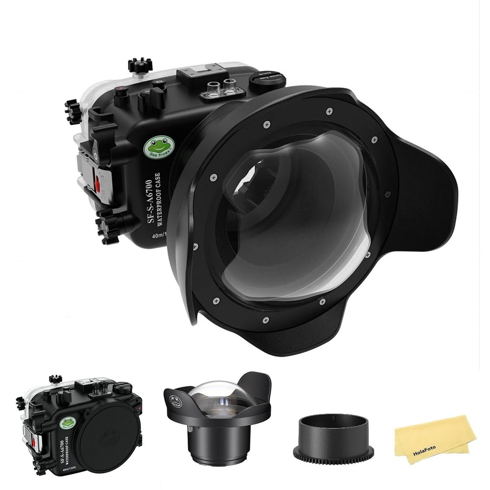 Seafrogs Underwater Housing for Sony a6700 with WA005F Dome Port, [40M/130FT] Waterproof Scuba Housing Case for Sony ILCE-6700 with E 18-105mm F4, 28-60mm F4-5.6