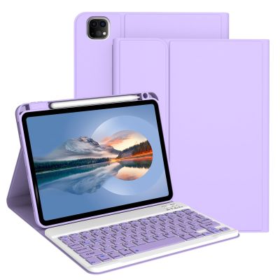 Divufus Keyboard Case for iPad Pro 11 Inch (M4) 2024 [Magnetic Detachable Wireless Keyboard][Support 3 System] Flip Stand Case with Pencil Holder for iPad 11 Pro 2024 (M4), Purple