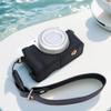 Bowan Case for Sony ZV-1F, ZV-1 II/ZV-1M2 Vlog Camera, Handmade Genuine Real Leather Half Camera Case Bag Cover for SonyZV-1F, ZV-1 II/ZV-1M2 Camera Bottom Opening Version + Hand Strap (Black) view 4
