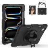 AdirMi Case for iPad Pro 11-inch (M4, 2024, 5th Gen), Military Grade Shockproof Case with [360 Rotating Stand/Hand Strap] [Shoulder Strap] [Pencil Holder],Black view 1