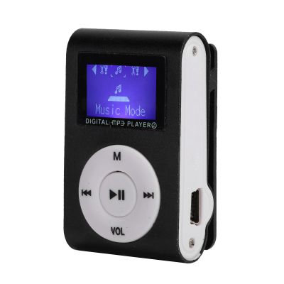 Mini MP3 Player, Portable Music Player with Clip Classical Music MP3 Players Device with Digital LCD Display Sports MP3 BackClip Music Media Player Support Memory Card (Black)