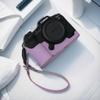 For Canon EOS R5 Camera Case,Handmade Genuine Real Leather Half Camera Case Bag Cover for Canon EOS R5 Camera Bottom Opening Version + Hand Strap (purple) view 3