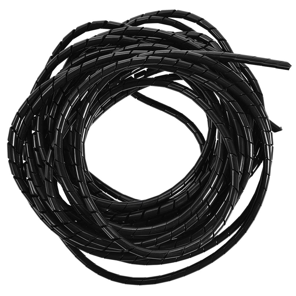 10M Spiral Cable Wrap Black Wire Management, Tidy Organize, Hide Binding for PC TV Home Office