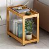 ZHFytsh-0668 CPU Stand Desktop PC Tower Stand with Storage, 2-tier Rolling PC Case Holder, Bamboo CPU Stand Holder with Caster Wheels Under Desk for Home Office PC Tower Stand(Color:B) view 4